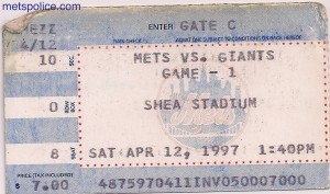 Mets Opening Day 1997 Ticket