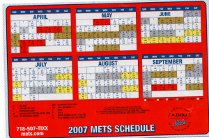 1997 Mets Magnetic schedule