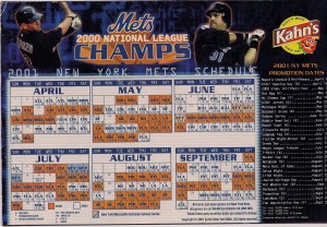 2001 Mets Magnetic Schedule