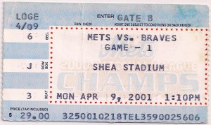 2001 Mets Opening Day Ticket Stub