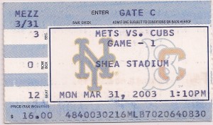 2003 Mets opening day ticket