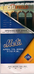 2009 Mets fake opening day ticket
