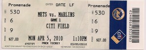 2010 Mets Opening day ticket