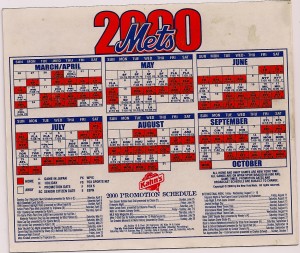 Mets 2000 magnetic schedule
