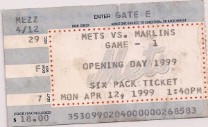 Opening Day 1999 Mets ticket stub
