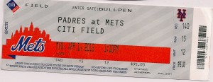 2013 Mets Opening Day ticket