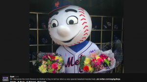 mr. met celebrates mothers day