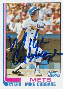 MetsPolice Mike Cubbage Signed Card 2