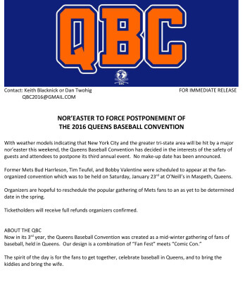 QBC 16 Press Release on NorEaster