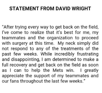 statement from david wright