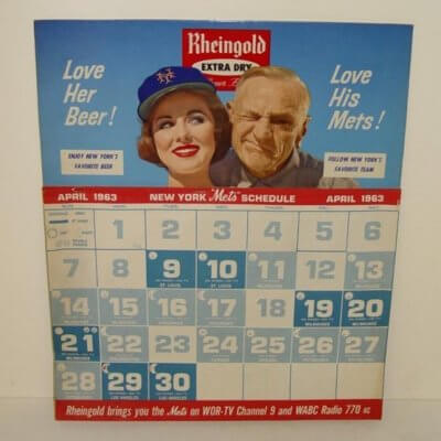 1963 mets rheingold calendar