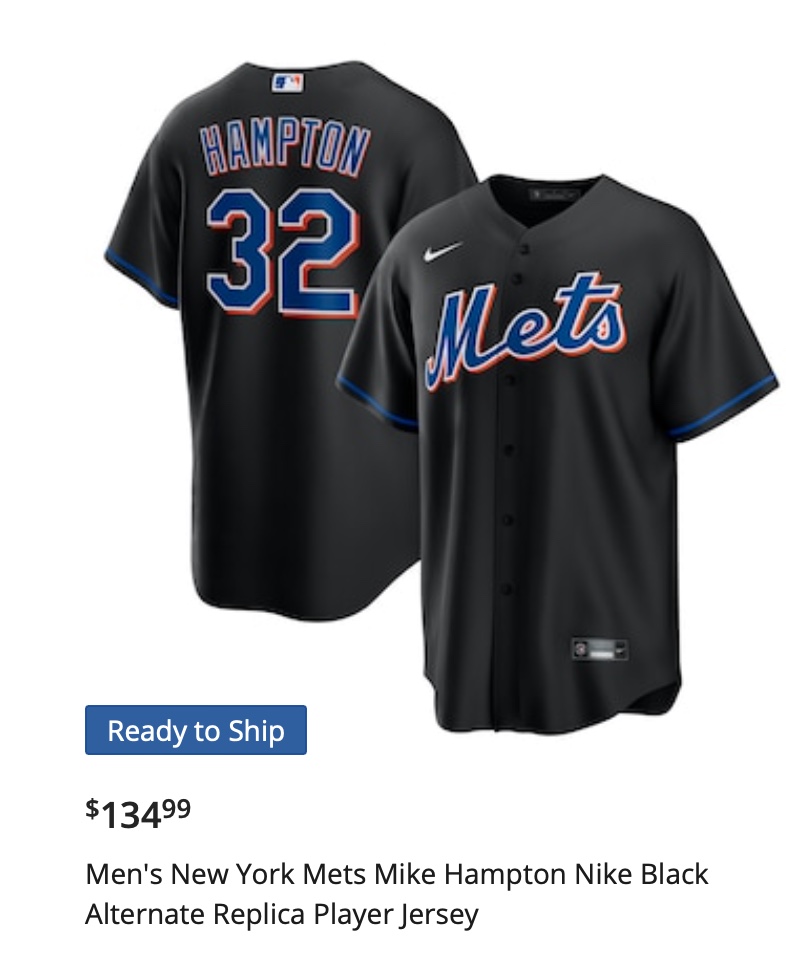 Mets black replica jerseys go on sale on Black Friday