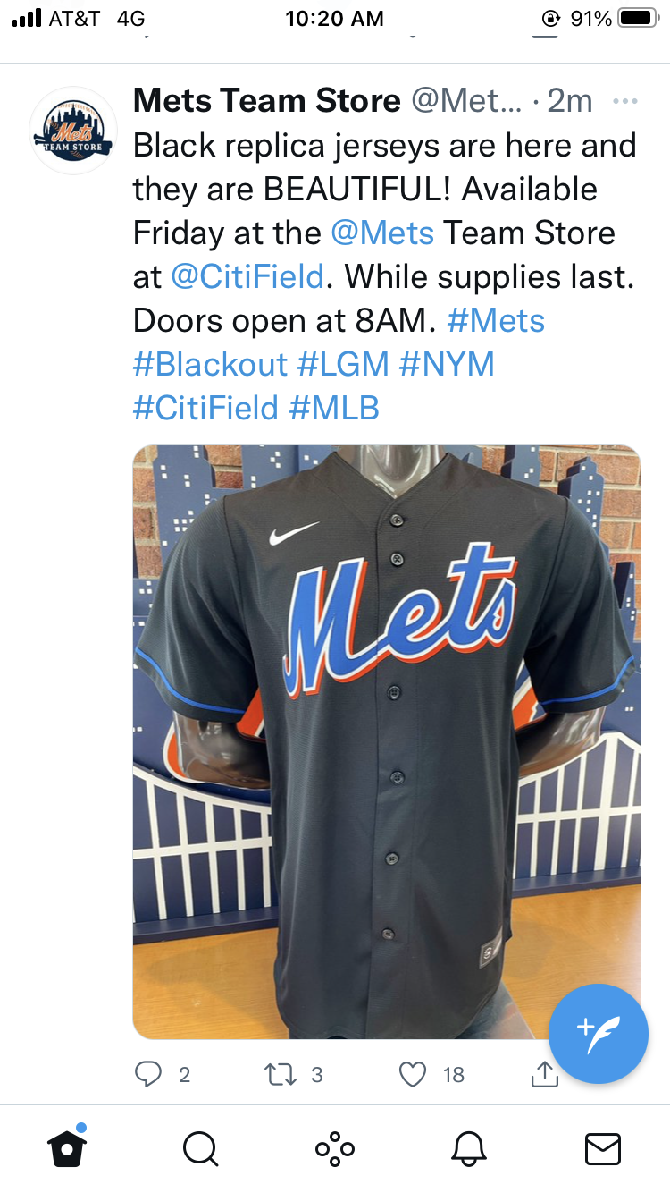 2021 mets black jersey