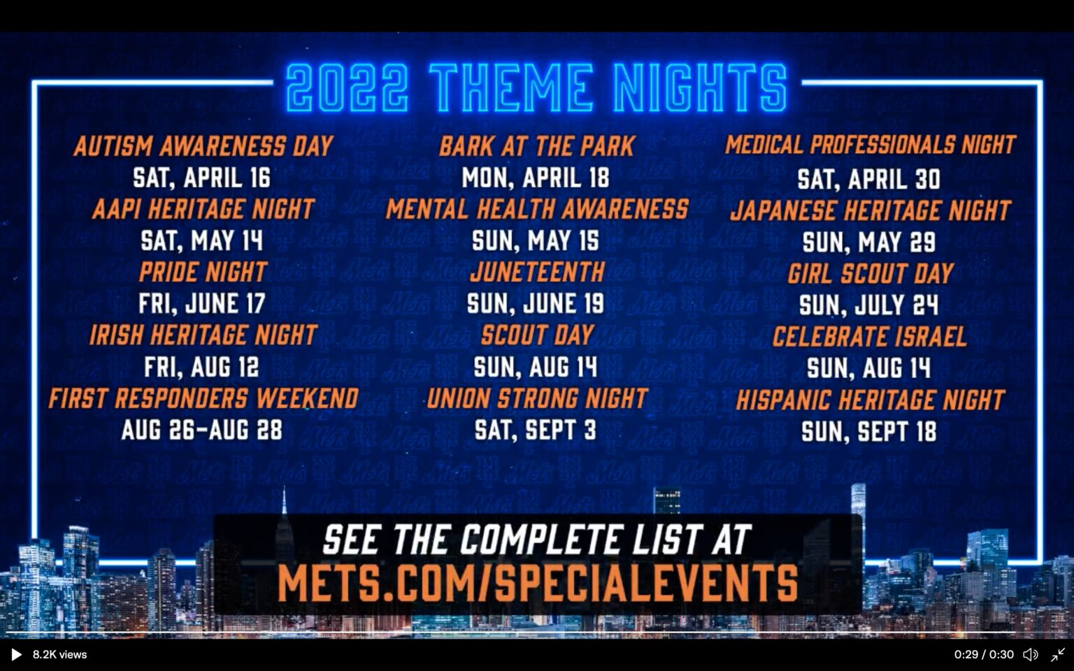 2022 Mets Theme Nights why no French Night? The Mets Police