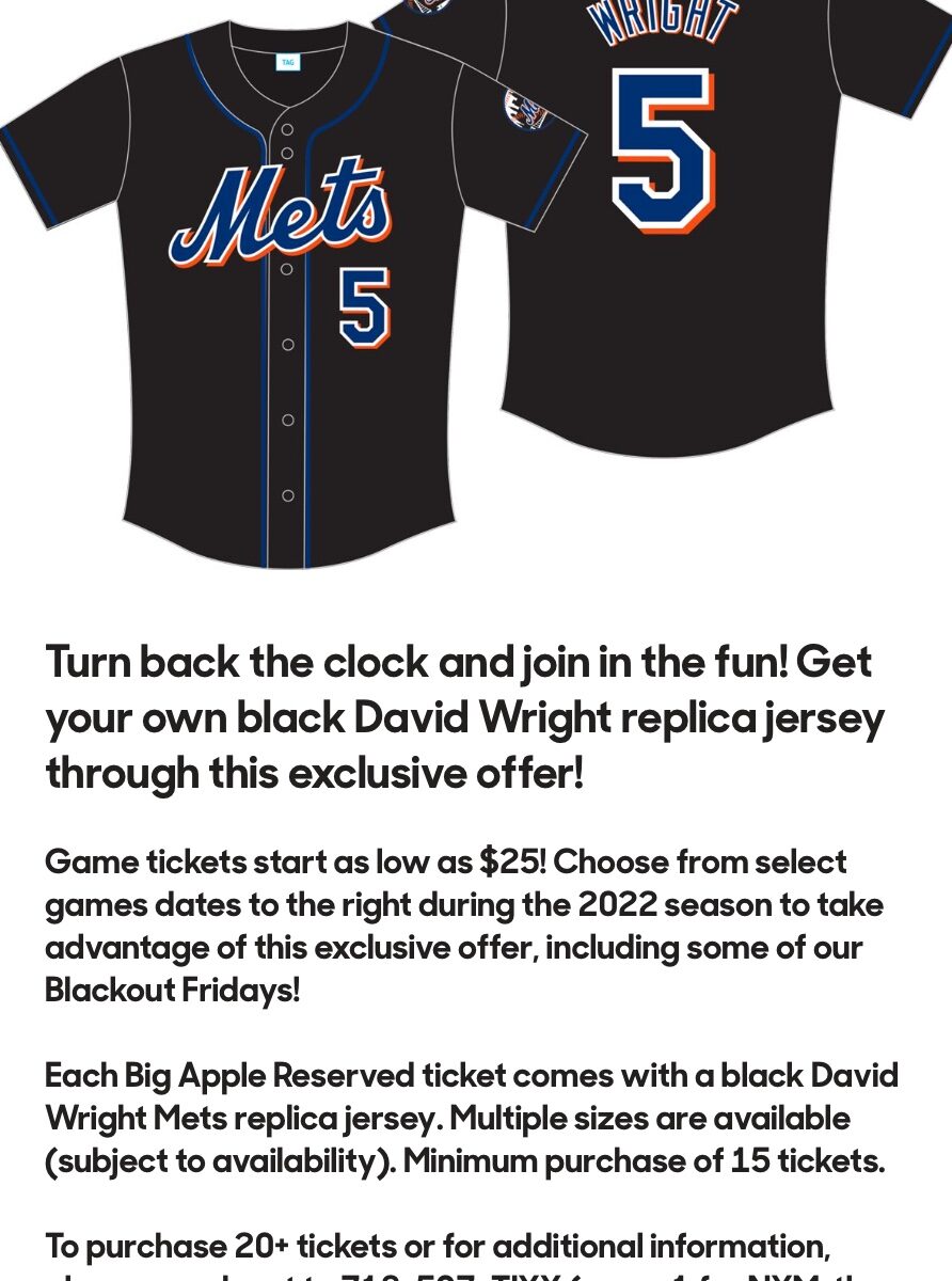 Mets Black in Black David Wright black throwback jersey package - The Mets  Police