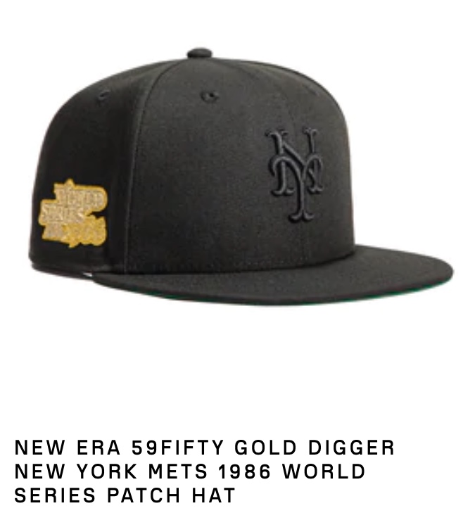 New Era New York Mets Gold Digger 1986 World Series Patch Hat Club Exclusive 59FIFTY Fitted Hat Black