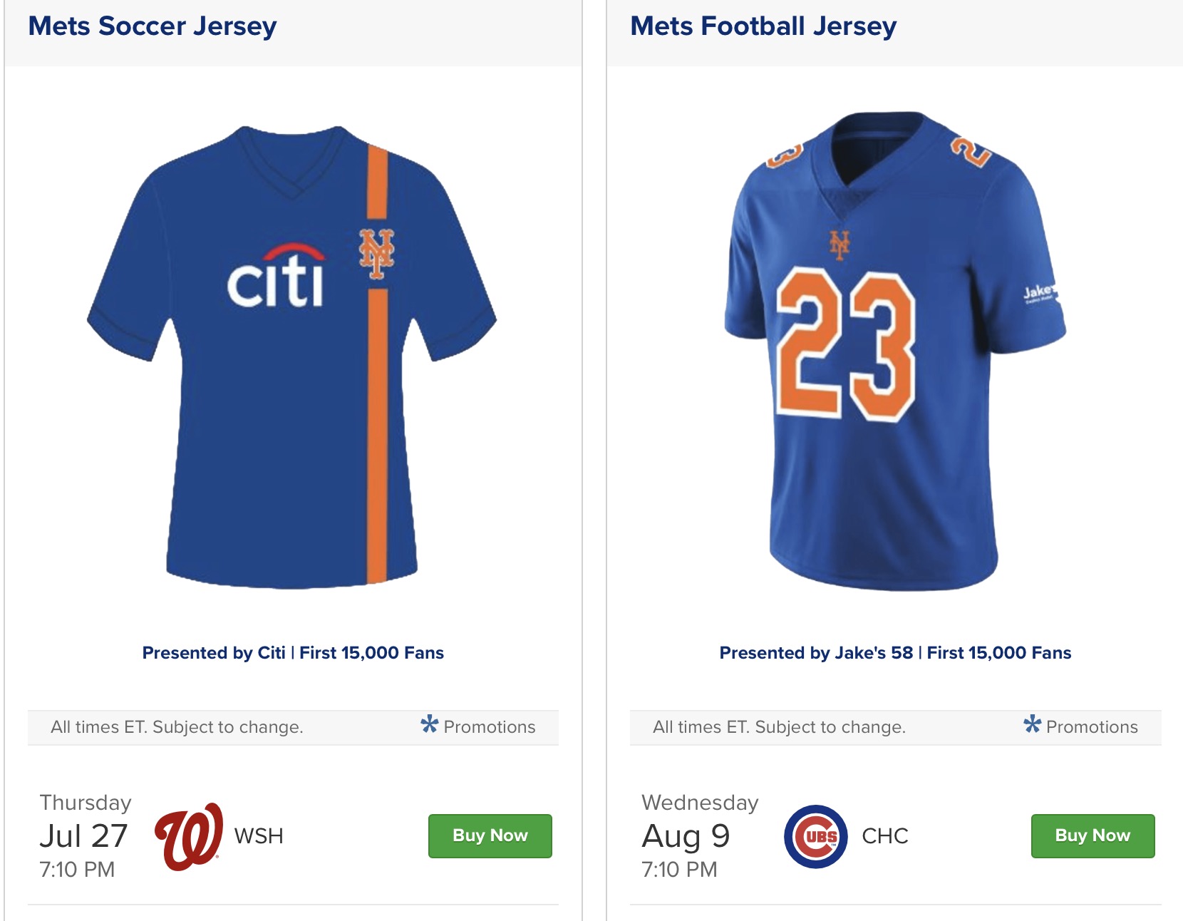 mets football jersey giveaway