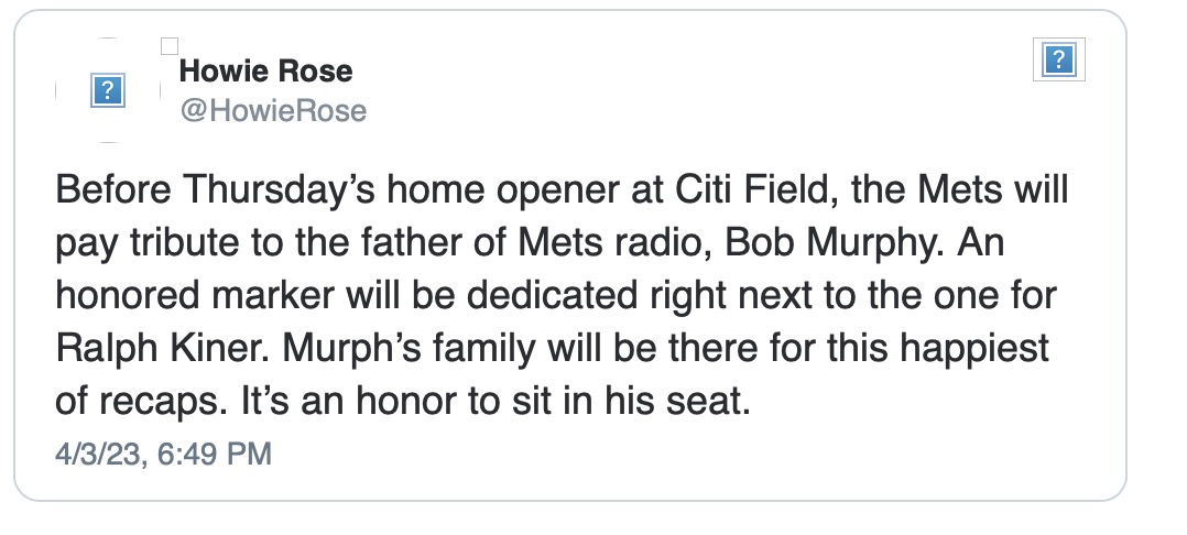 Bob Murphy's family honored by Mets' tribute to him at Citi Field