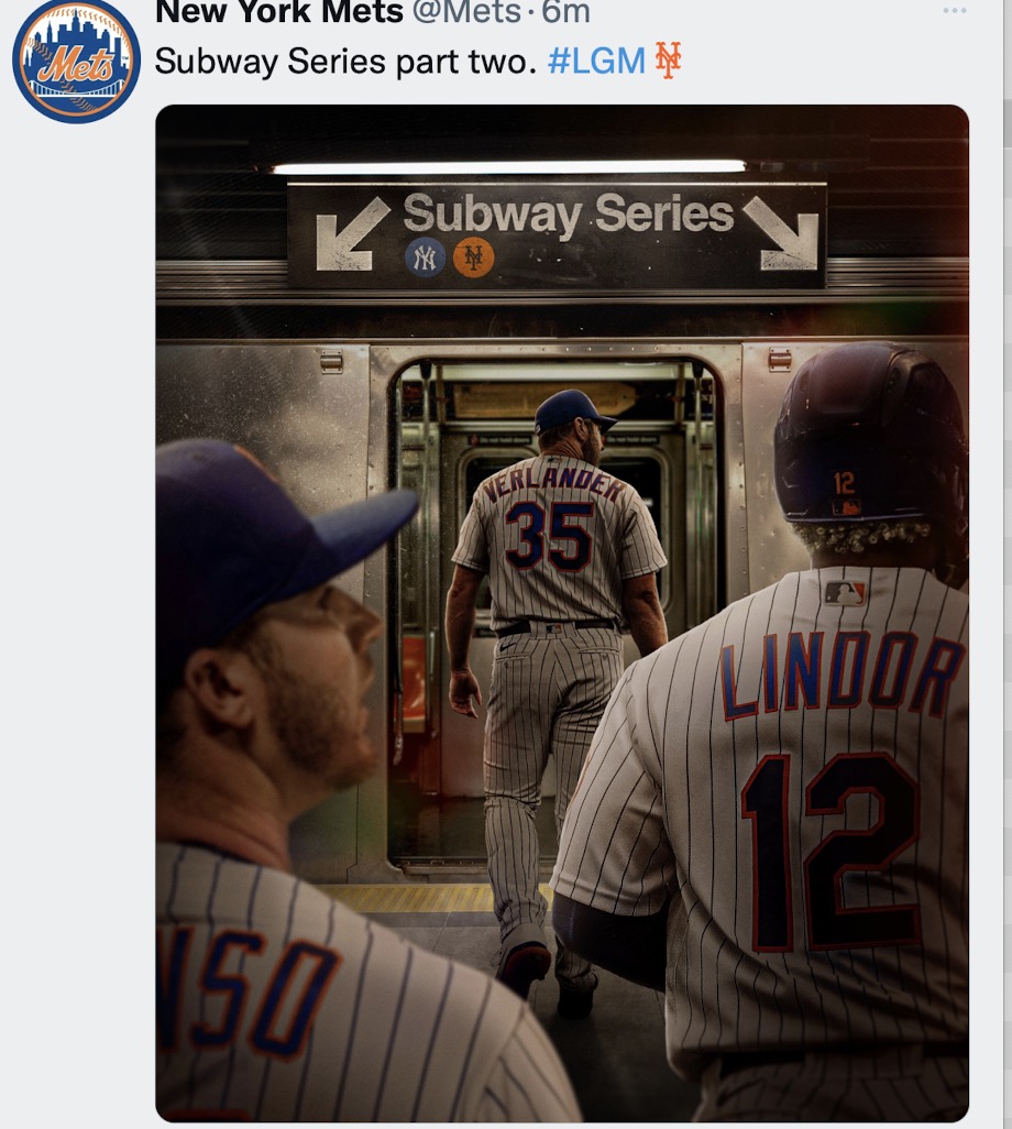Mets graphic shows Mets players wearing home uniforms on way to